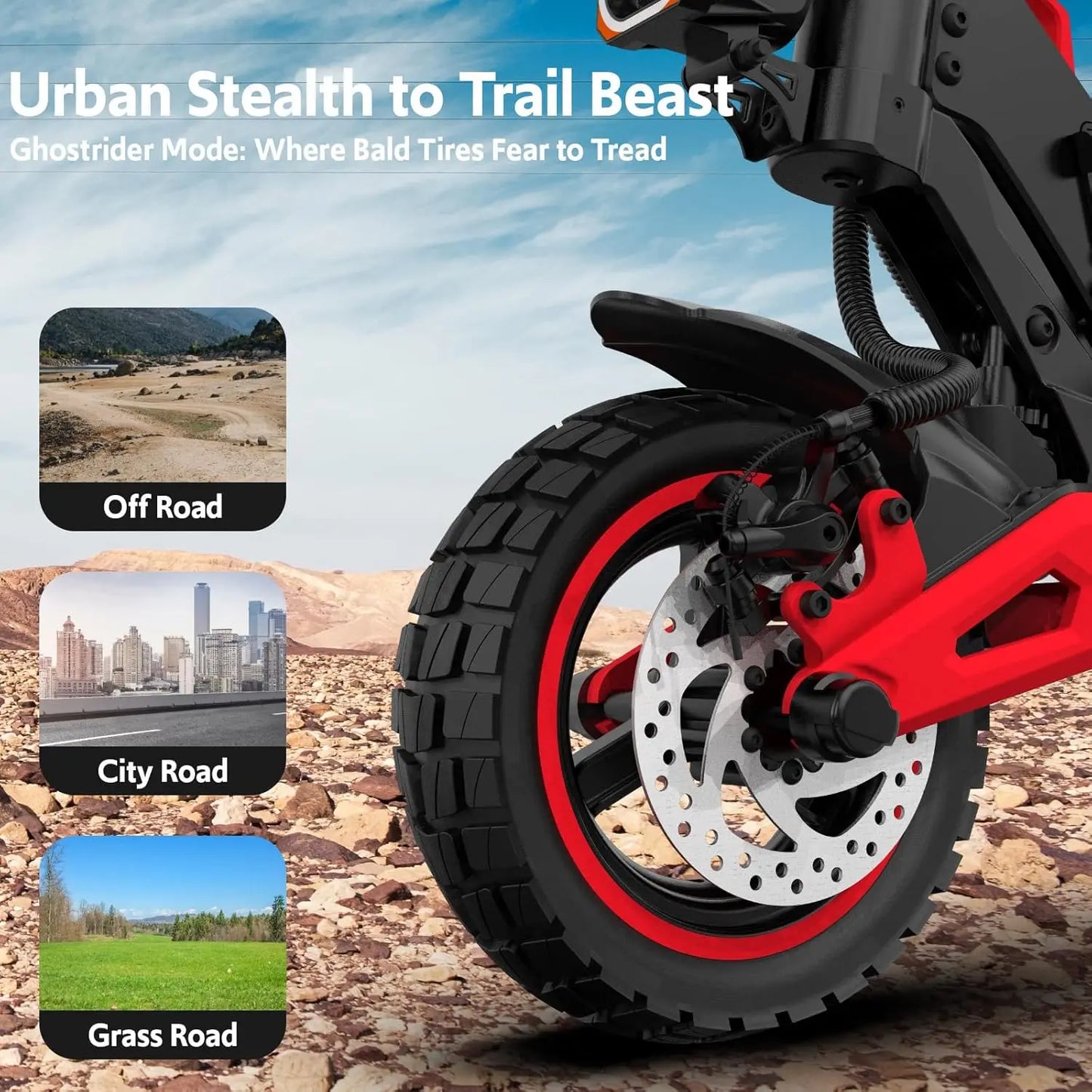 Electric Scooter, 1600W Motor, Top Speed 32MPH, 48V18AH, 11-inch Off-Road Tires, Adult Sport Folding EScooter w/ Seat