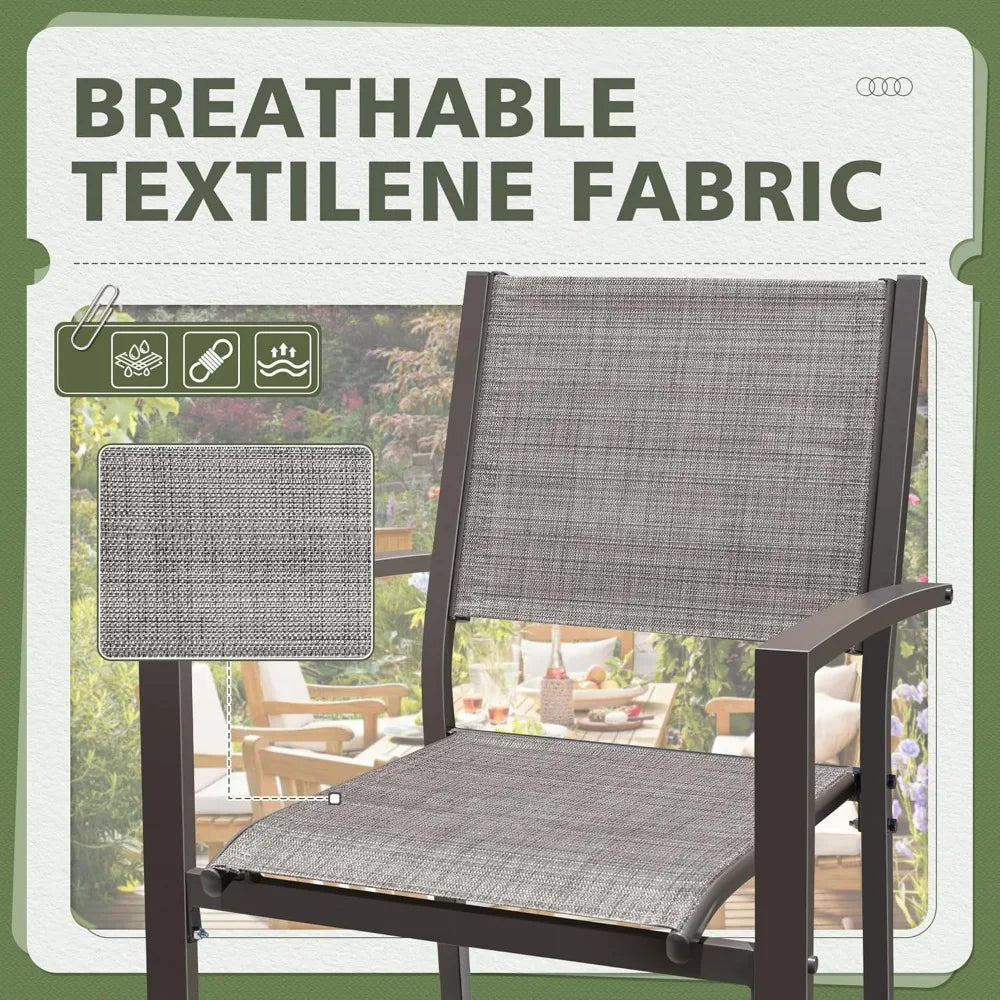 Patio Chairs, Textilene Fabric, Outdoor Set of 6, Stackable Dining Chairs for Backyard, Deck, Poolside