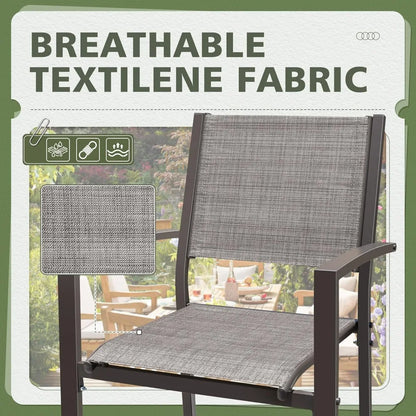 Patio Chairs, Textilene Fabric, Outdoor Set of 6, Stackable Dining Chairs for Backyard, Deck, Poolside