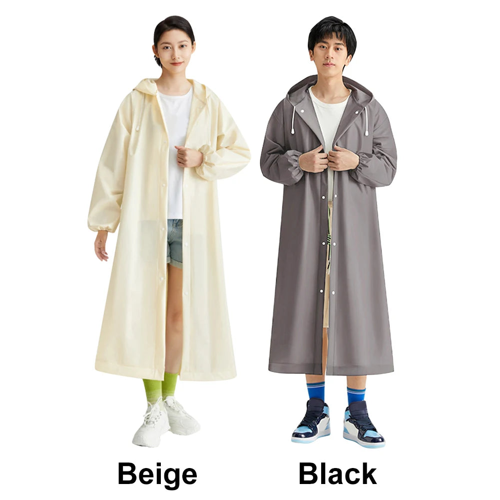Adult, Long Windproof Waterproof Raincoat  w/ Drawstring, Portable for Emergency