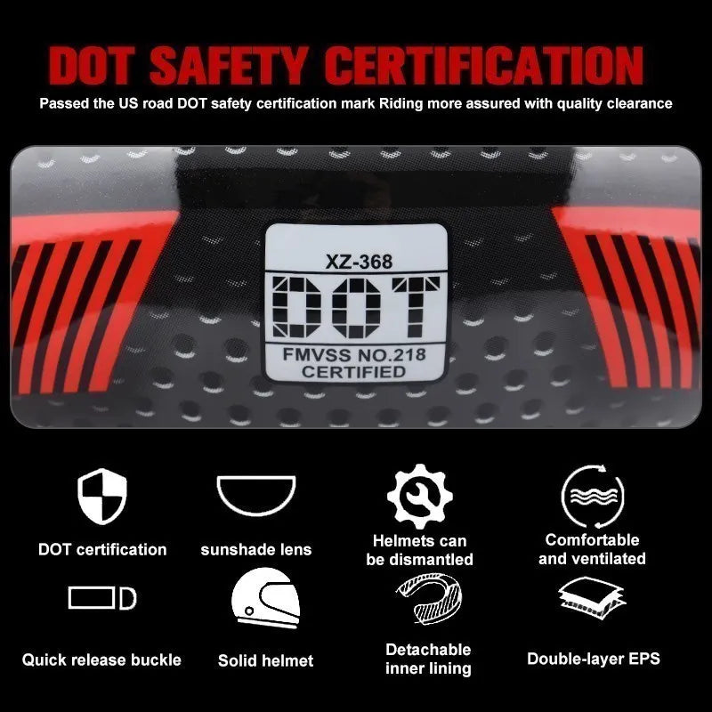Multi-Purpose Combination Detachable Helmet, DOT Certified, Motorcycle Half Predator Helmet