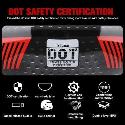 Multi-Purpose Combination Detachable Helmet, DOT Certified, Motorcycle Half Predator Helmet