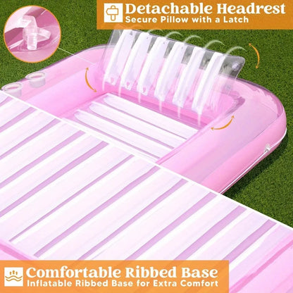 Inflatable Pool Lounger Float 70'' x 46'' Suntan Tub Raft