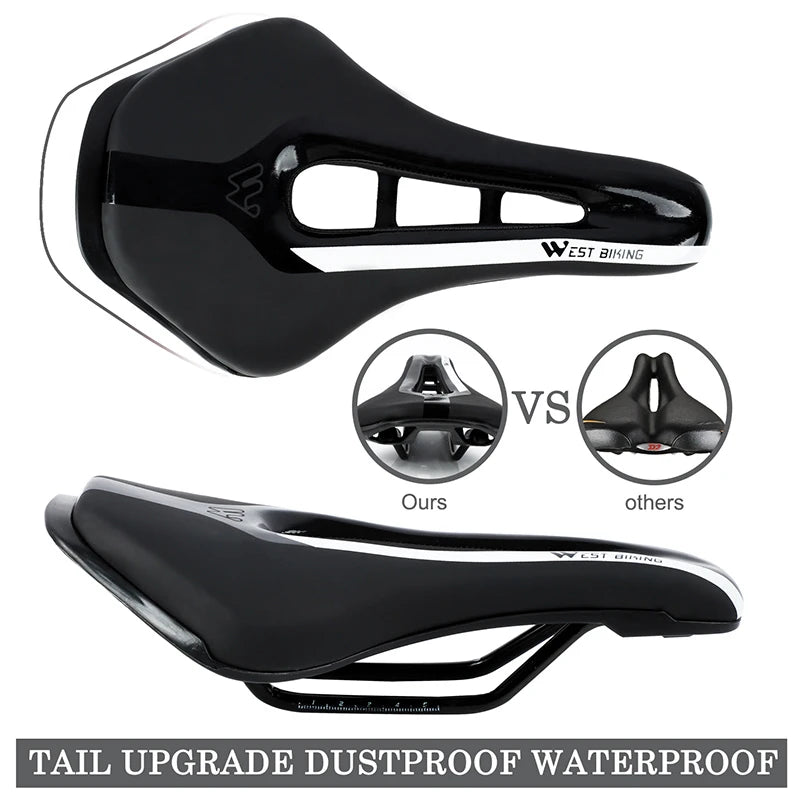 Road Bike Gel Comfortable Seat, Leather Soft Foam Filled Cushion, Ultralight MTB Cycling Saddle