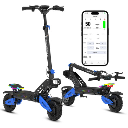 Electric Offroad Scooter, 50 MPH Max speed, 60V 25Ah, 55-Mile Range, 10.5" Off-Road Tires,