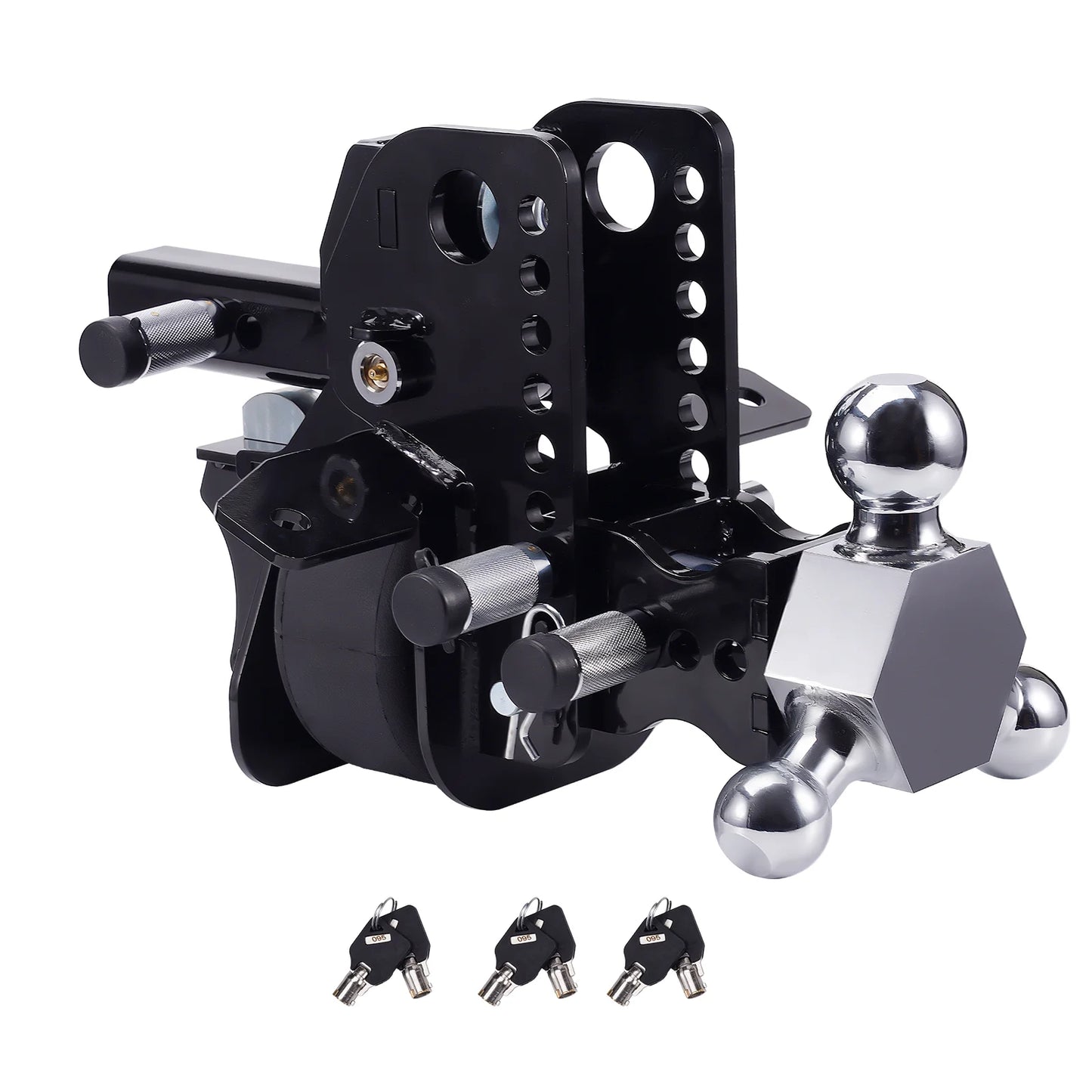 12,000lbs Adjustable Three-Ball Trailer Towing Hitch, 6" Drop/6" Rise