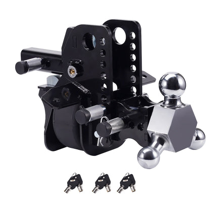 12,000lbs Adjustable Three-Ball Trailer Towing Hitch, 6" Drop/6" Rise