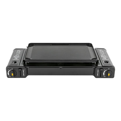 Double Head Barbecue Gas stove w/ Baking Tray, Indoor-Outdoor Application