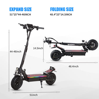 Electric Scooter, 2500W Motor, Top Speed 30MPH, 48V13/16AH, 11 Inch Off-Road Tires, Adult EScooter