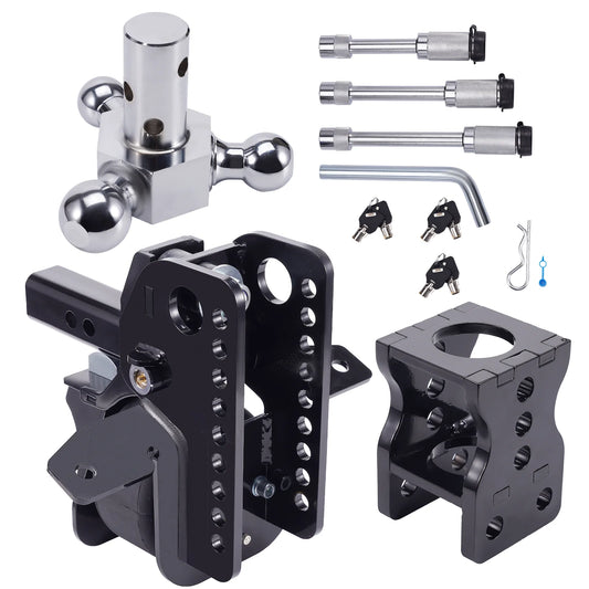 12,000lbs Adjustable Three-Ball Trailer Towing Hitch, 6" Drop/6" Rise