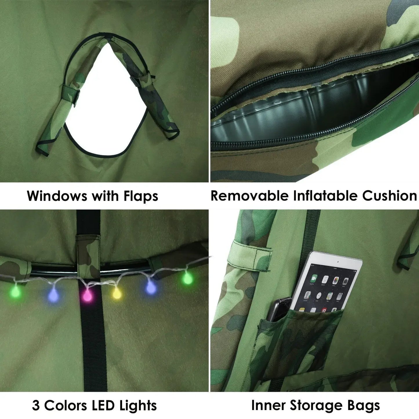 Hanging Tree Tent, Green Camo, Indoor Outdoor Hanging Tent, Waterproof, Portable