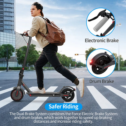 Electric Scooter, 36V 10.4Ah, Big Battery 350W, 15Miles Range, 19Mph Foldable, 8.5Inch EScooter