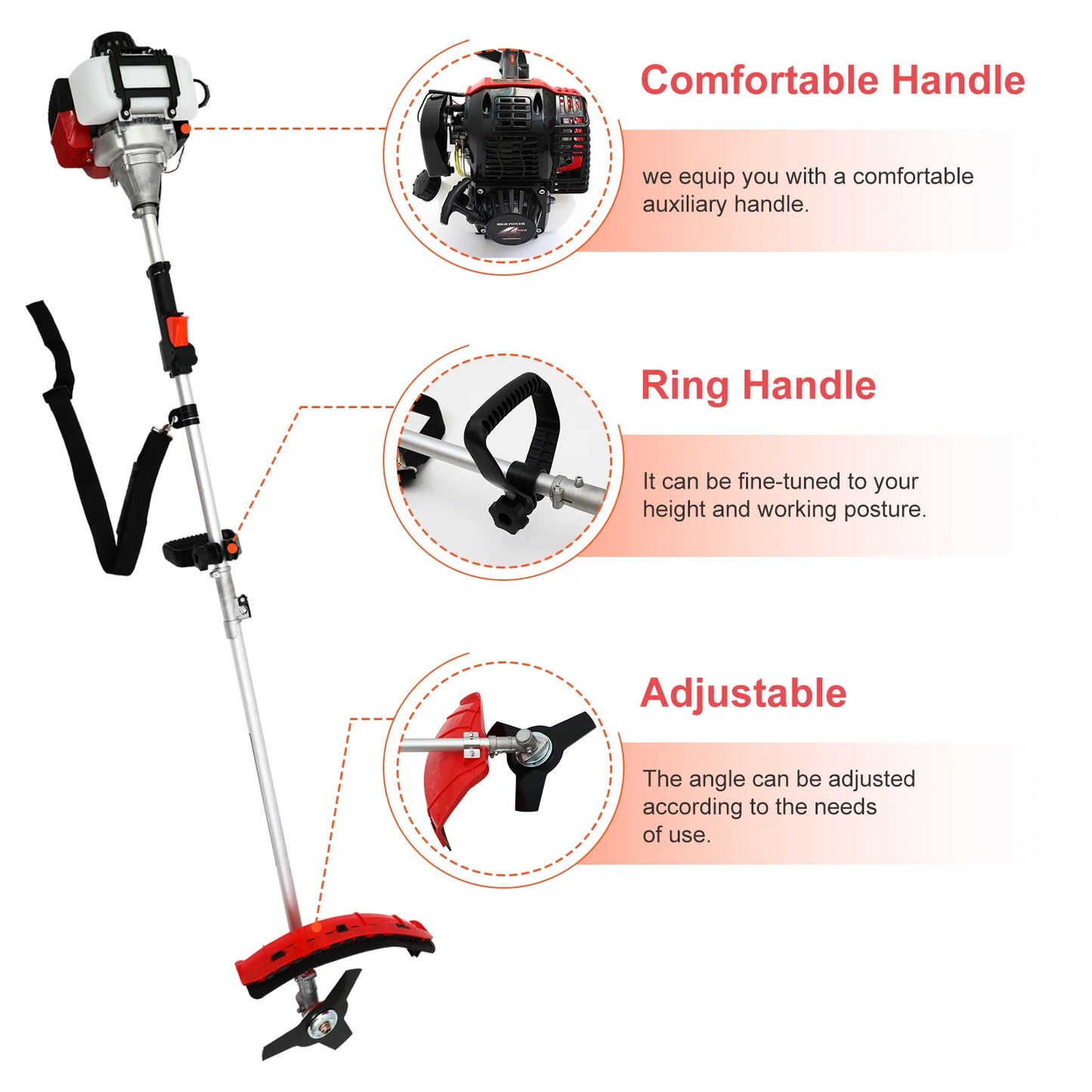 Gas Weed Eater, 4-Stroke, 31cc, 15lb, 13 in Straight Shaft Stringless Trimmer, Weed Wacker, High-Power