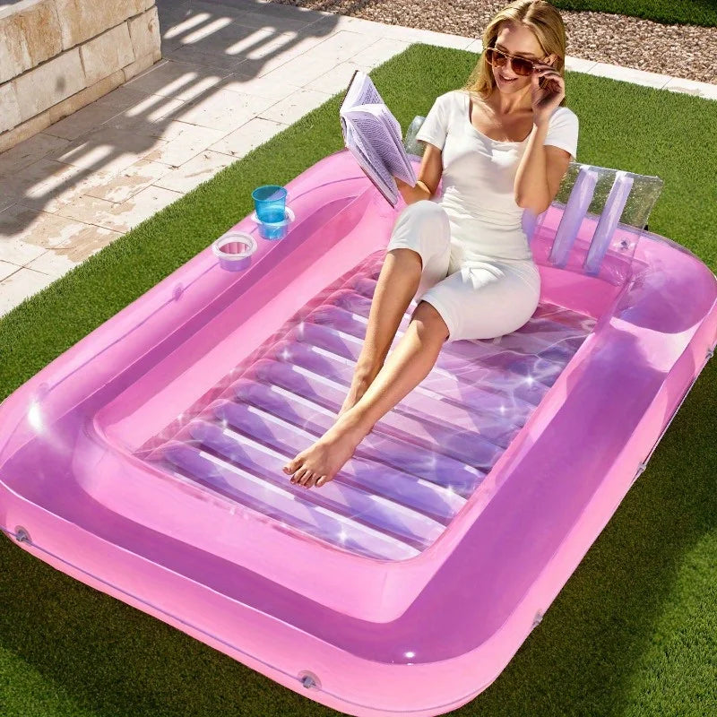 Inflatable Pool Lounger Float 70'' x 46'' Suntan Tub Raft