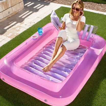 Inflatable Pool Lounger Float 70'' x 46'' Suntan Tub Raft