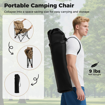 2PCS Portable Folding Camping Chair, 500 LBS Support, Side Pocket and Carry Bags