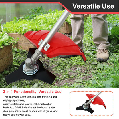 Gas Weed Eater, 4-Stroke, 31cc, 15lb, 13 in Straight Shaft Stringless Trimmer, Weed Wacker, High-Power