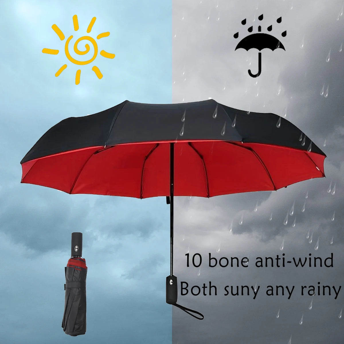 Umbrella Extra Large, Ten Bone Double Umbrella, Triple Large Folding Sunshade Umbrella