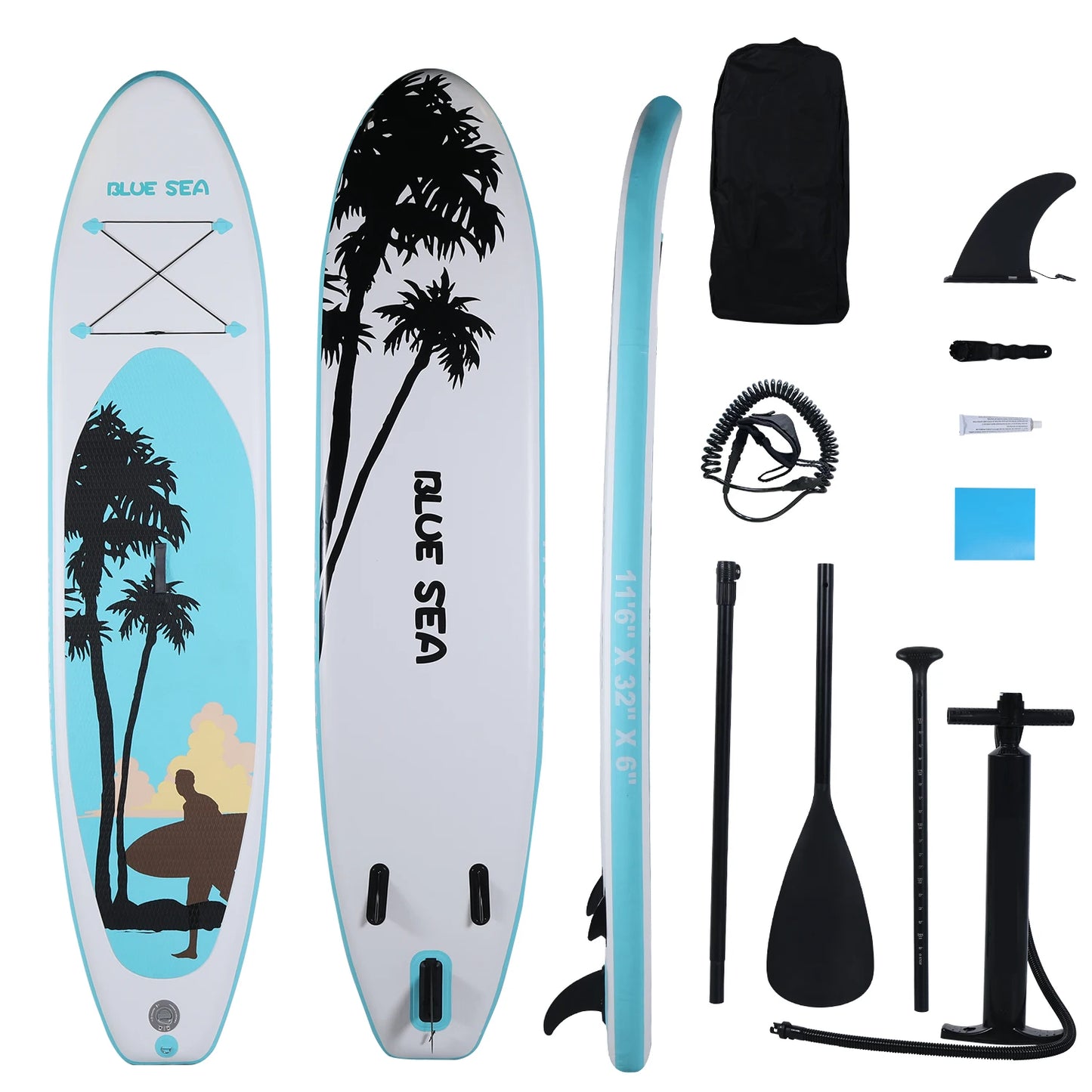 All-Around Inflatable Paddle Board, 11ft×32in for Adults, Includes Paddle, Pump, Backpack & Fin