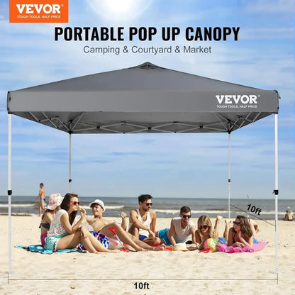 Pop Up Canopy Tent, 10 x10 ft, Waterproof, Silver Coated Tarp, w/ Portable Roller Bag and 4 Sandbags