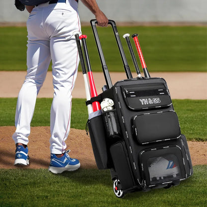 Sports Trolley Baseball or Softball Bag, Large Capacity Multi Compartment, Waterproof