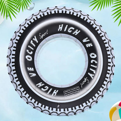 Tire Pattern Blow Up Swim Tube, Leakproof Inflatable Swim Floaties