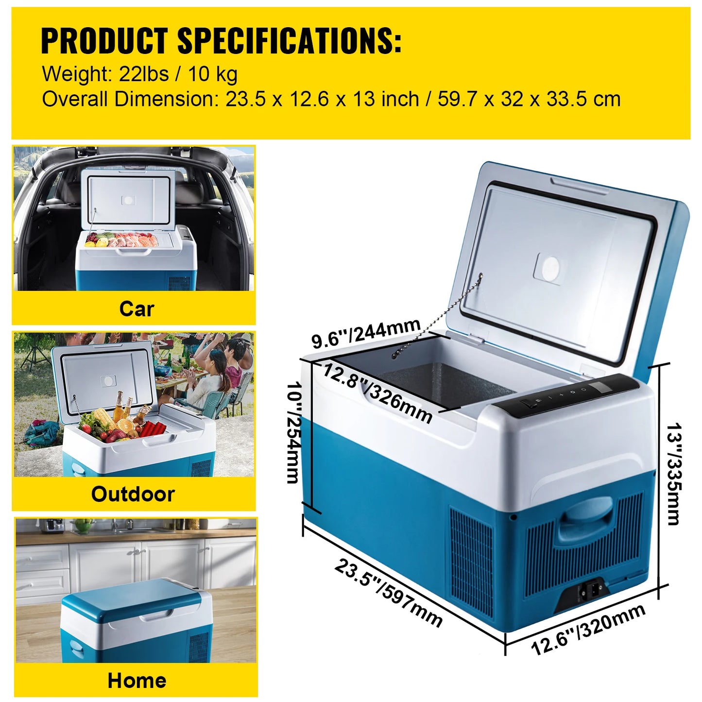 Mini Car Refrigerator, 20L 22L 35L 45L 55L, Fridge-Freezer, Portable Compressor DC 110-240V