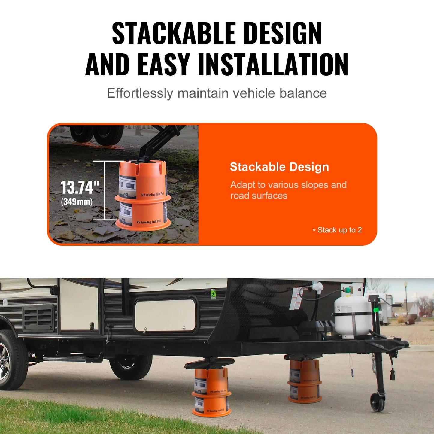 Trailer Jack Block, 2000 lbs Capacity Each, RV Leveling, High-quality RV Camper Stabilizer, 2-Pack