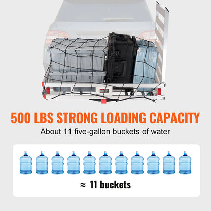 Cargo Carrier 400/500lb Capacity, Trailer Hitch Mount, Aluminum Cargo Basket 47x20x6 in