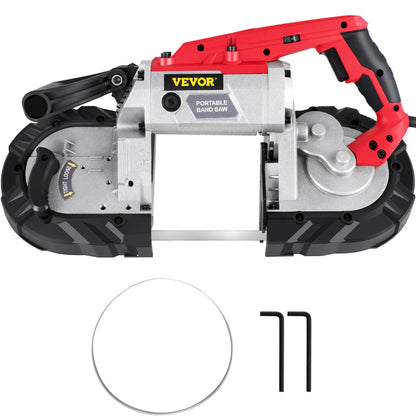 Portable Band Saw, 5 Inch Cutting Capacity, Cordless Variable Speed, 10Amp Motor, Deep Cut for Metal, Wood, Pipes, Rebar