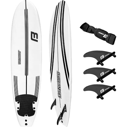 Surfboard, Softboard Foam 6 feet - Includes (3) Fins 6’ Foot Leash and (2) Wood Stringers