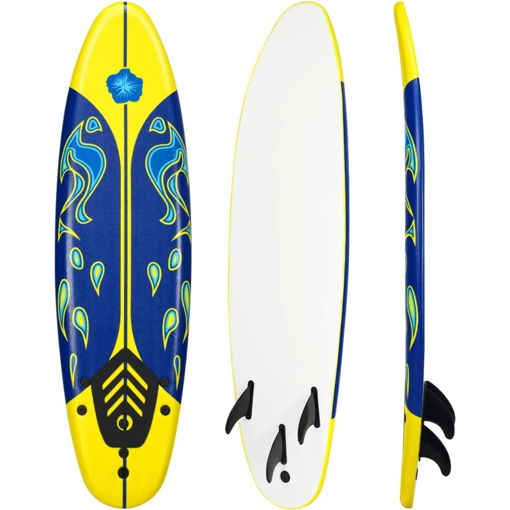 Surfboard 6 feet, Surf Beach, Foamier Board w/ Removable Fins