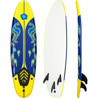 Surfboard 6 feet, Surf Beach, Foamier Board w/ Removable Fins
