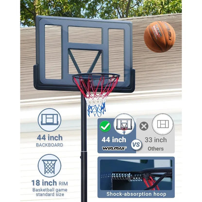 Basketball Hoop Outdoor, 3.3-10ft Adjustable Height, 40inch Shatterproof Backboard