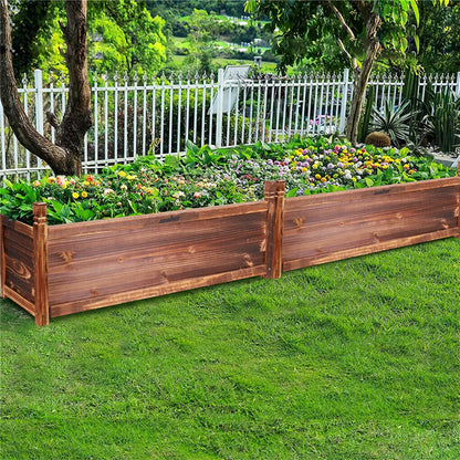 Wood Planter Box, Outdoor Raised Garden Planter Bed for Flowers or Vegetables