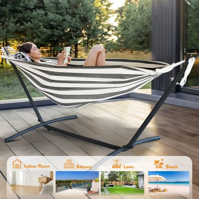 Hammock Bed w/ Adjustable Stand- 600lb Capacity w/Storage Bag,