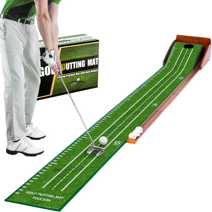 Indoor Golf Putting Mat w/ Auto Ball Return, Velvet Surface for Training Aid