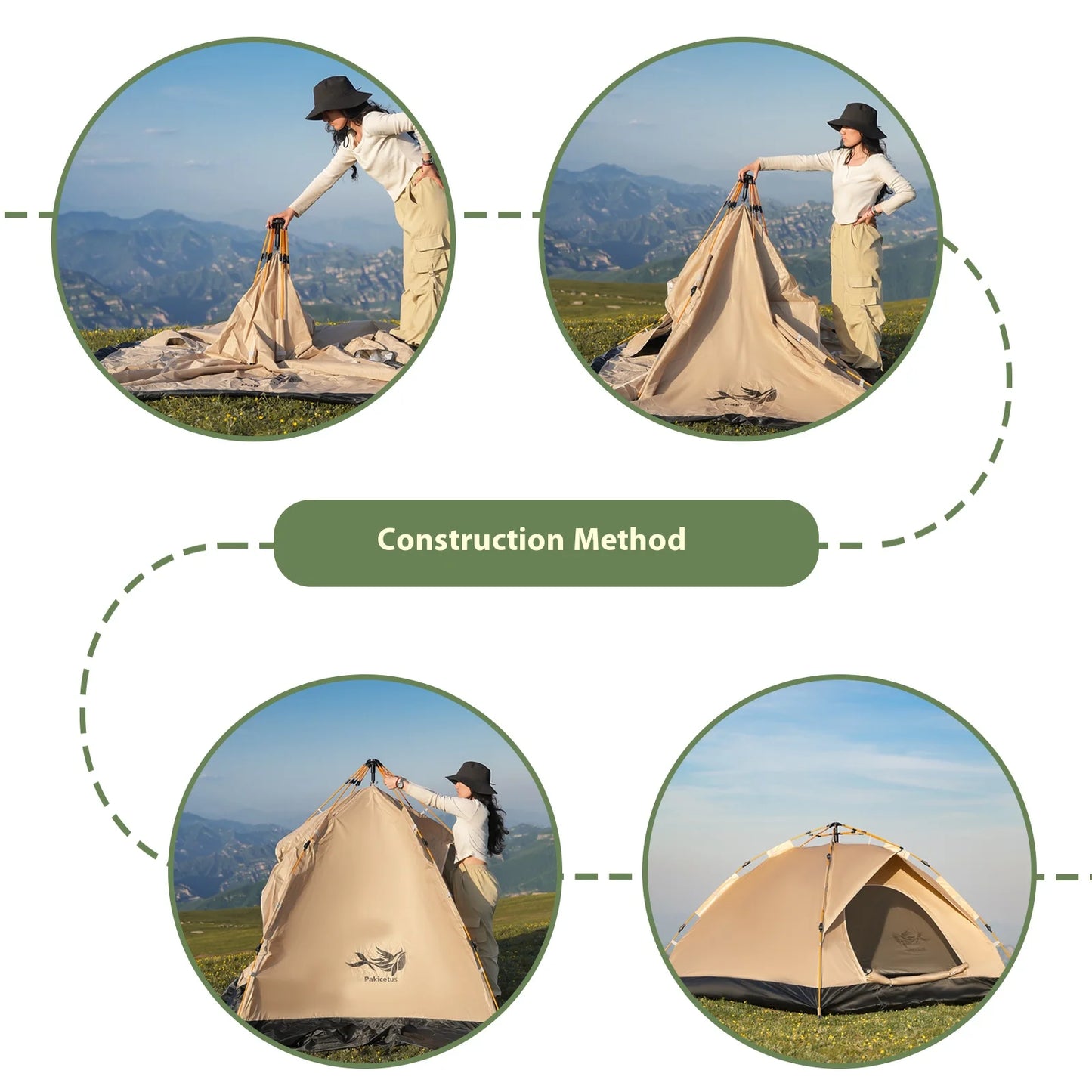 Instant Golden Tents, Portable 3-4 Person, Sun & Rain Shelter
