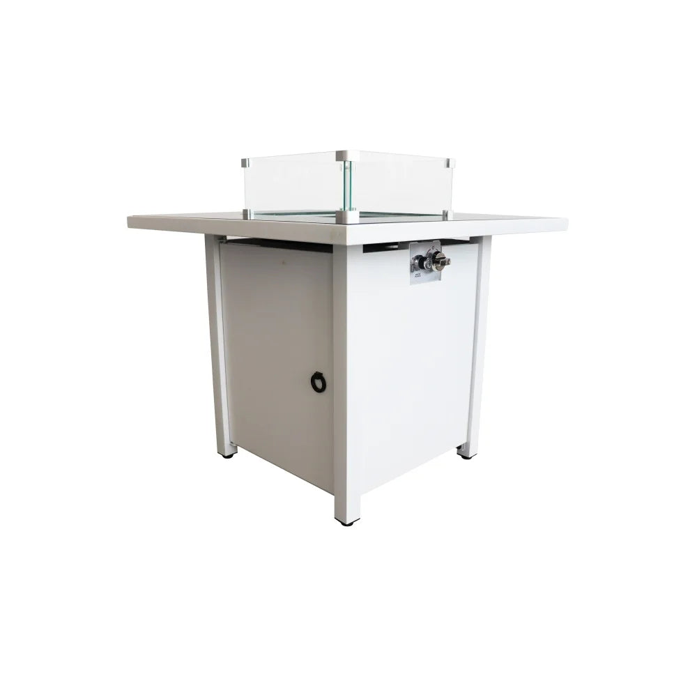 White Steel 30 Inch Propane/natural Gas Firepit Table