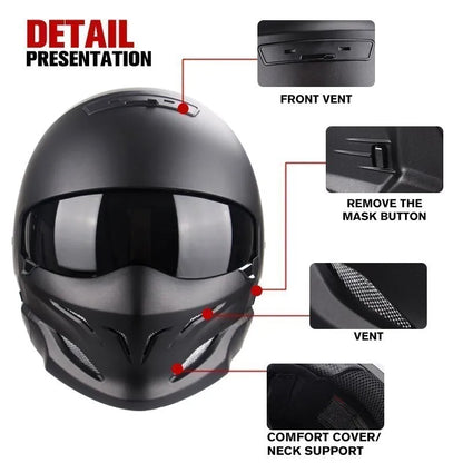 Multi-Purpose Combination Detachable Helmet, DOT Certified, Motorcycle Half Predator Helmet