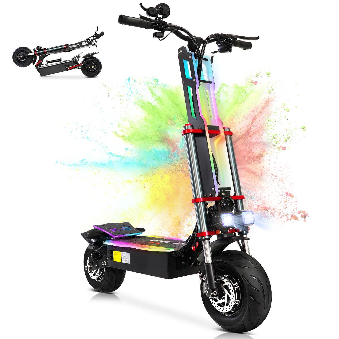 Electric Scooter, 12 Fat Tire, E-Mountain Scooter, Adult Foldable, 3000W*2 Motor, 60V38AH Battery