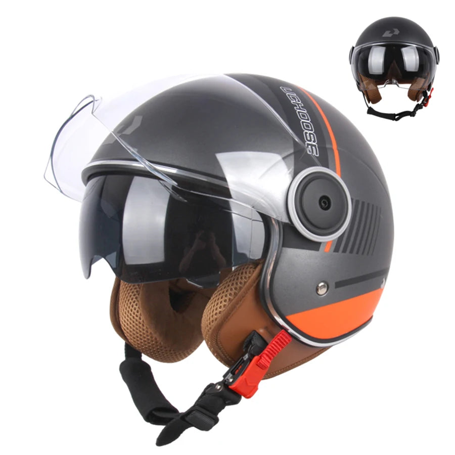 Motorcycle half Helmets, DOT Approved, Unisex, Dual Lens Scooter Helmet