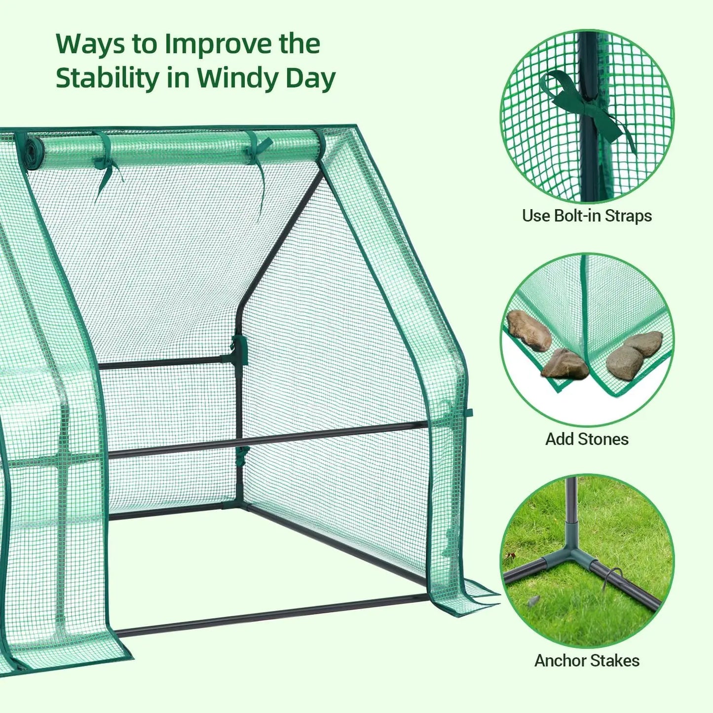 Galvanized Raised 8x4ft Garden Bed w/ Greenhouse Cover, 4 Doors Ventilation, 3-in-1 Planter Box, for Vegetables Flowers, Herbs