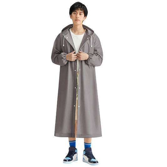 Adult, Long Windproof Waterproof Raincoat  w/ Drawstring, Portable for Emergency