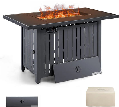 Propane Gas Fire Pit Table 43 inch, Outdoor 50,000 BTU Auto Ignite, Propane w/ Tempered Glass