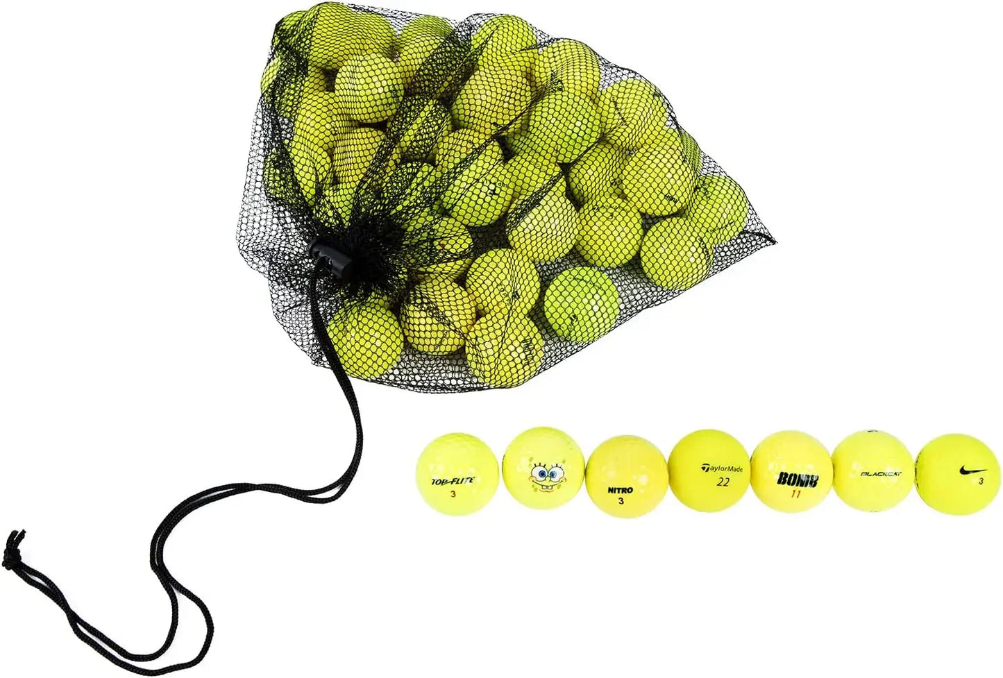 Recycled Golf Balls, 48 ct. Neon Colors, Good Condition with Mesh Bag
