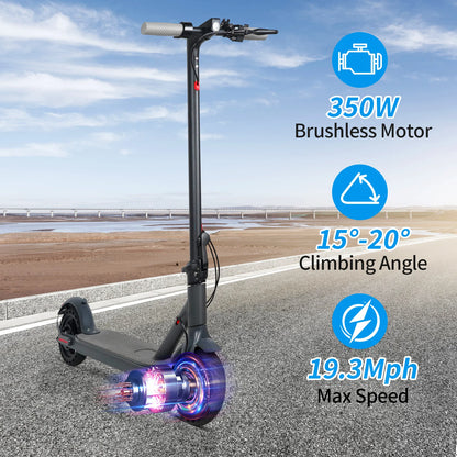 Electric Scooter, 36V 10.4Ah, Big Battery 350W, 15Miles Range, 19Mph Foldable, 8.5Inch EScooter