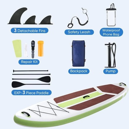 Inflatable, Stand Up Paddle Board w/ Premium SUP, Paddle Wide-Stable Design Non Slip Deck