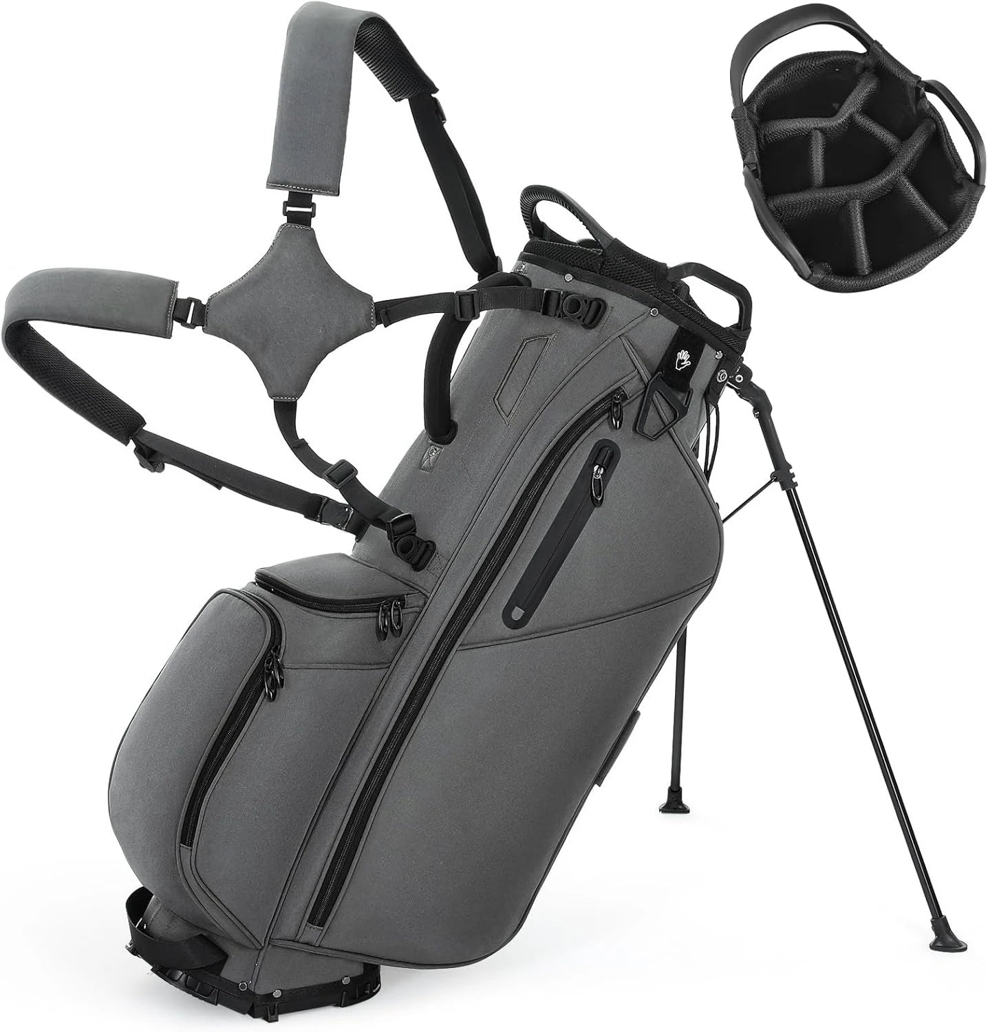 Golf Stand Bag, Lightweight w/ 7 Way Full-Length Dividers, Weather-Resistant, Cooler Pockets