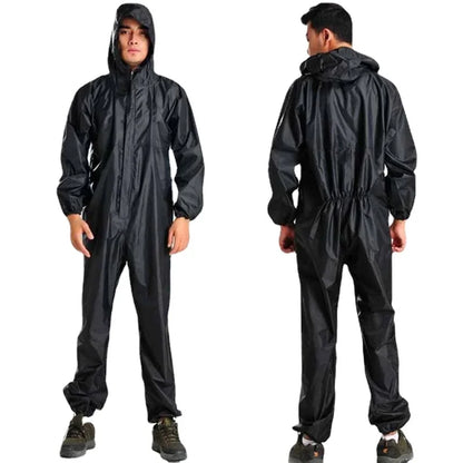 Raincoat Men, One-piece, Waterproof Jumpsuit, Seamless All-in-one Hooded Rain Gear